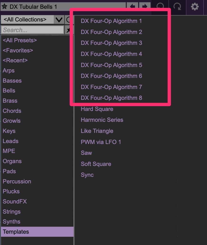 アルゴリズムテンプレートプリセット