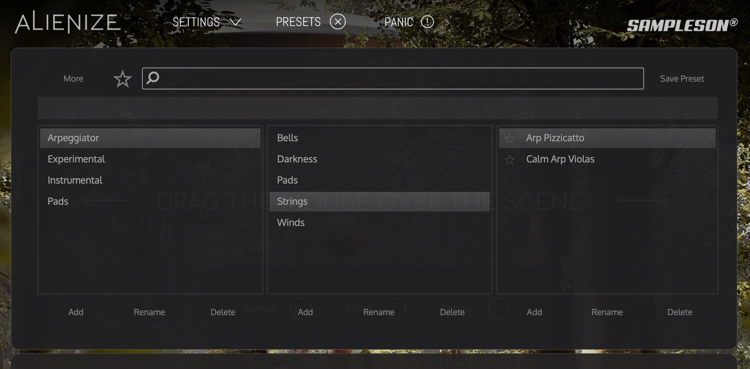 Sampleson Alienizeプリセット画面