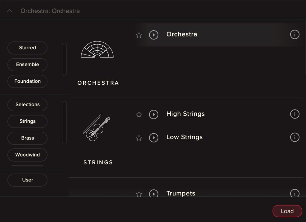 High Stringsの場合,HighとLowの2つに分けられている
