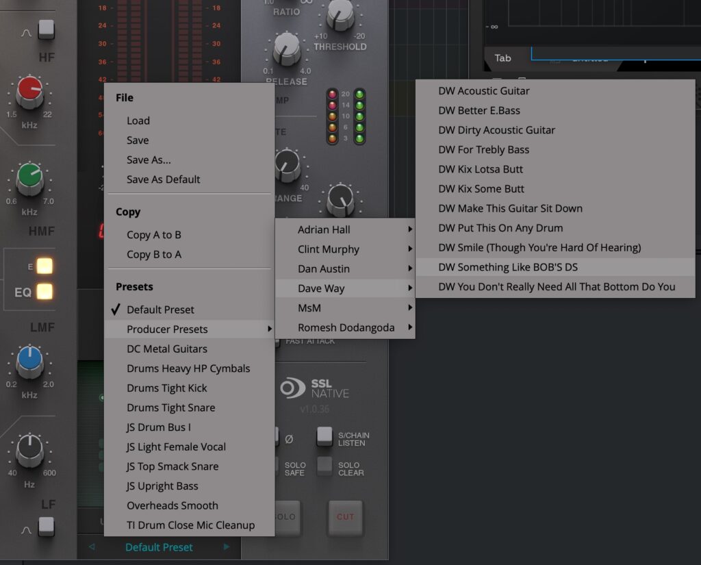 SSL Native Channel Strip 2 プリセット