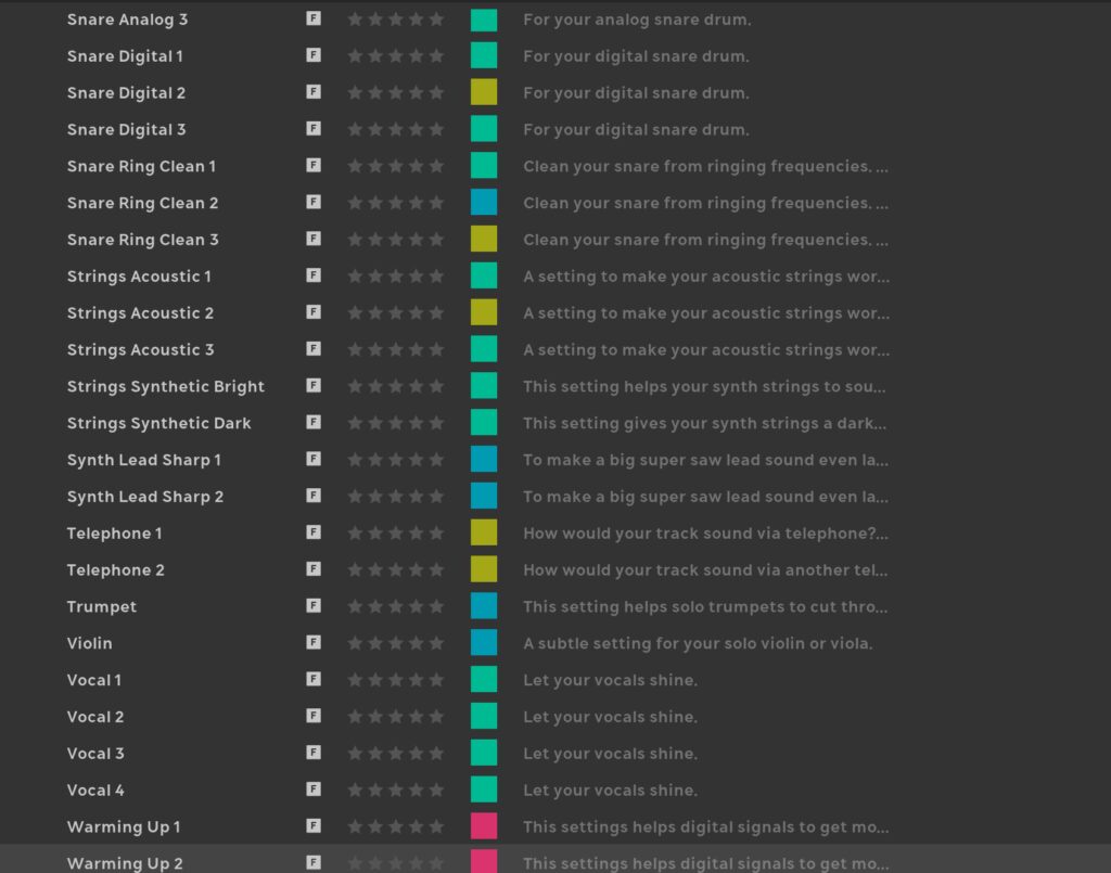 Weiss EQ MPプリセット