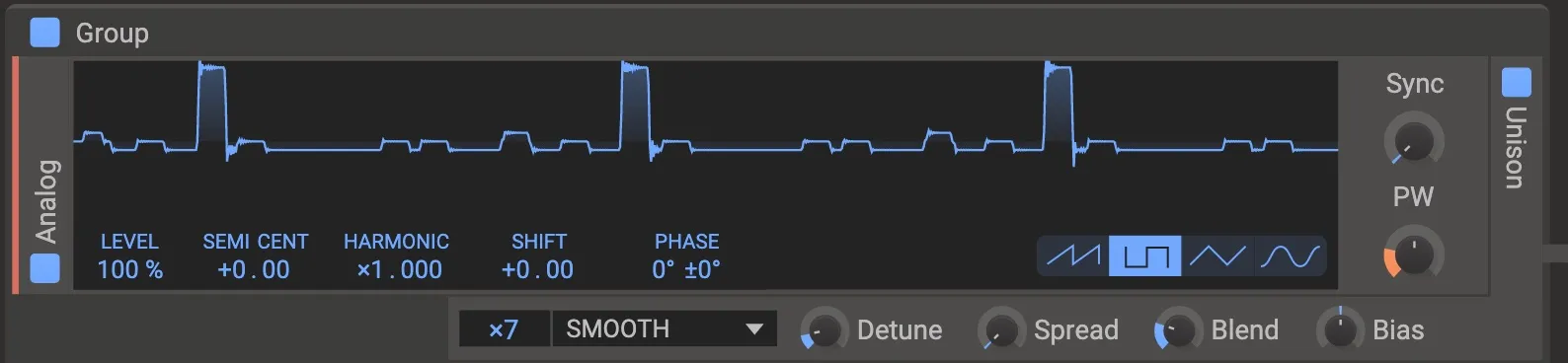 「Phase Plant」オシレーター Analog