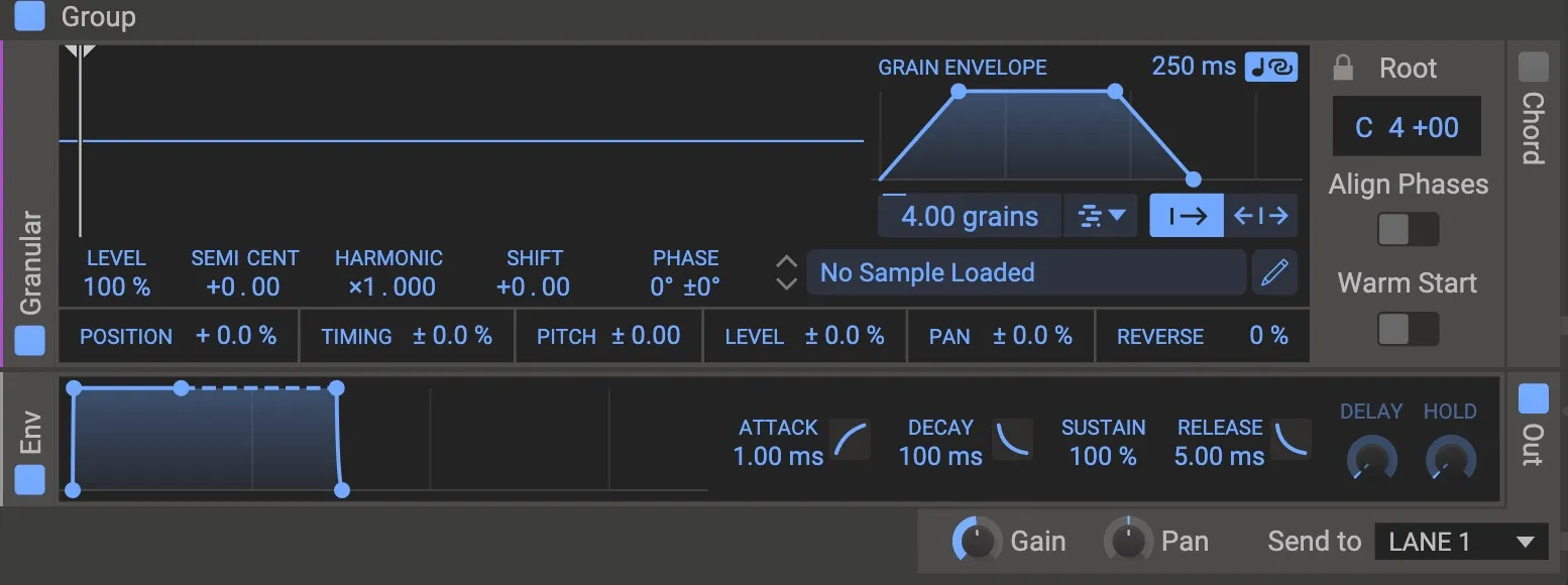 「Phase Plant」オシレーター Granular
