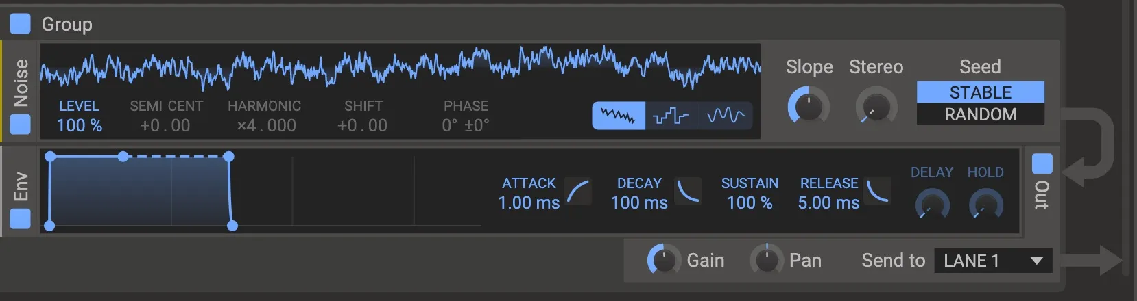 「Phase Plant」オシレーター Noise