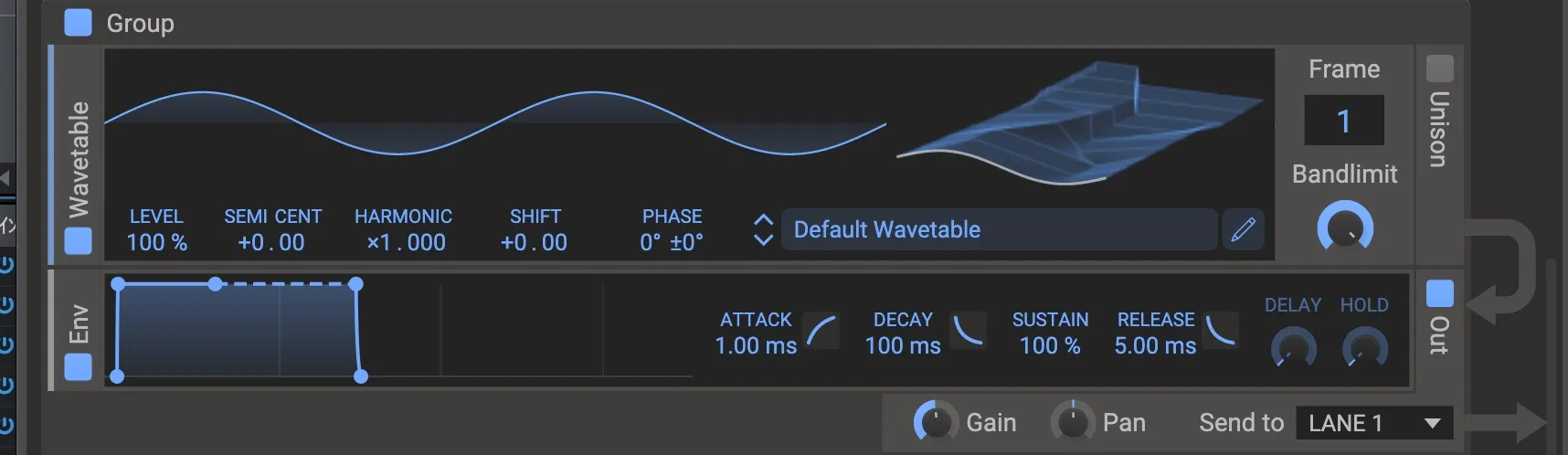 「Phase Plant」オシレーター Wavetable