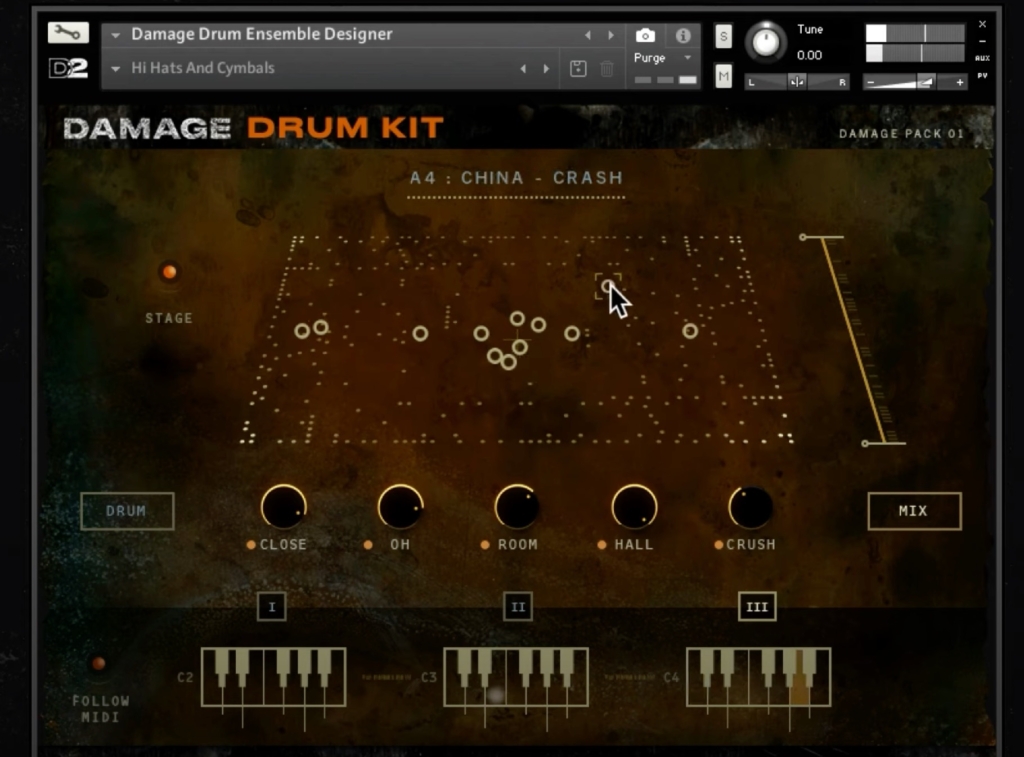 Damage Drum kitステージウィンドウ