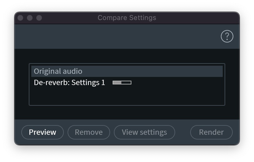 iZotope RX10 De-reverb プレビュー比較画面