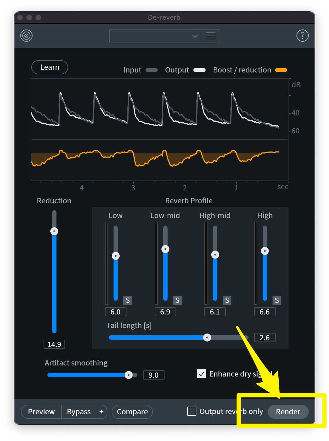 iZotope RX10 De-reverb Render