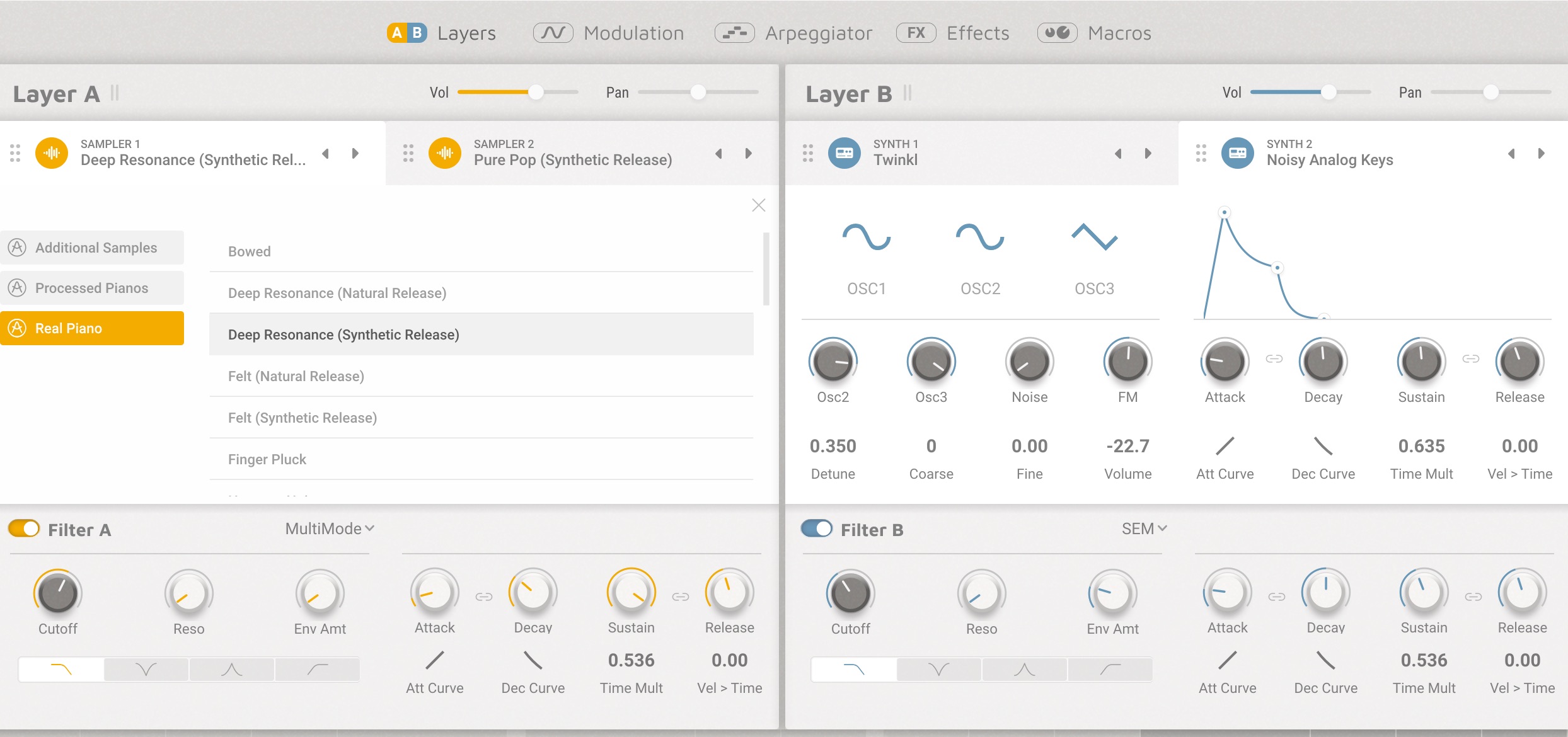 レイヤー設定画面