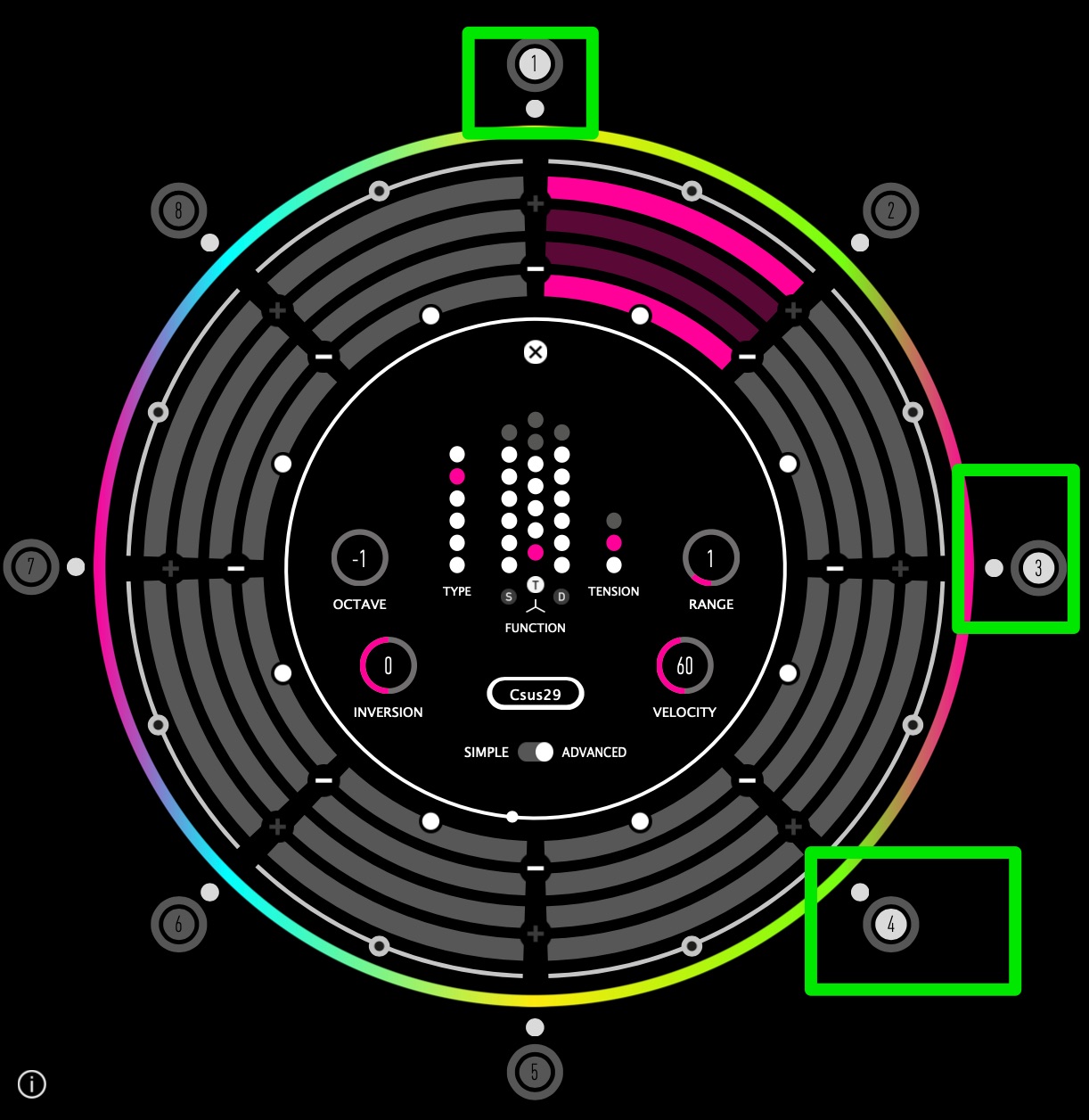 1,3,4の音が鳴る状態