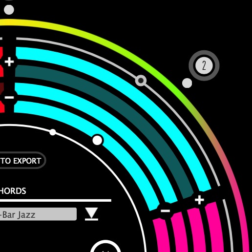 明るくなっている箇所だけコード構成音が鳴る