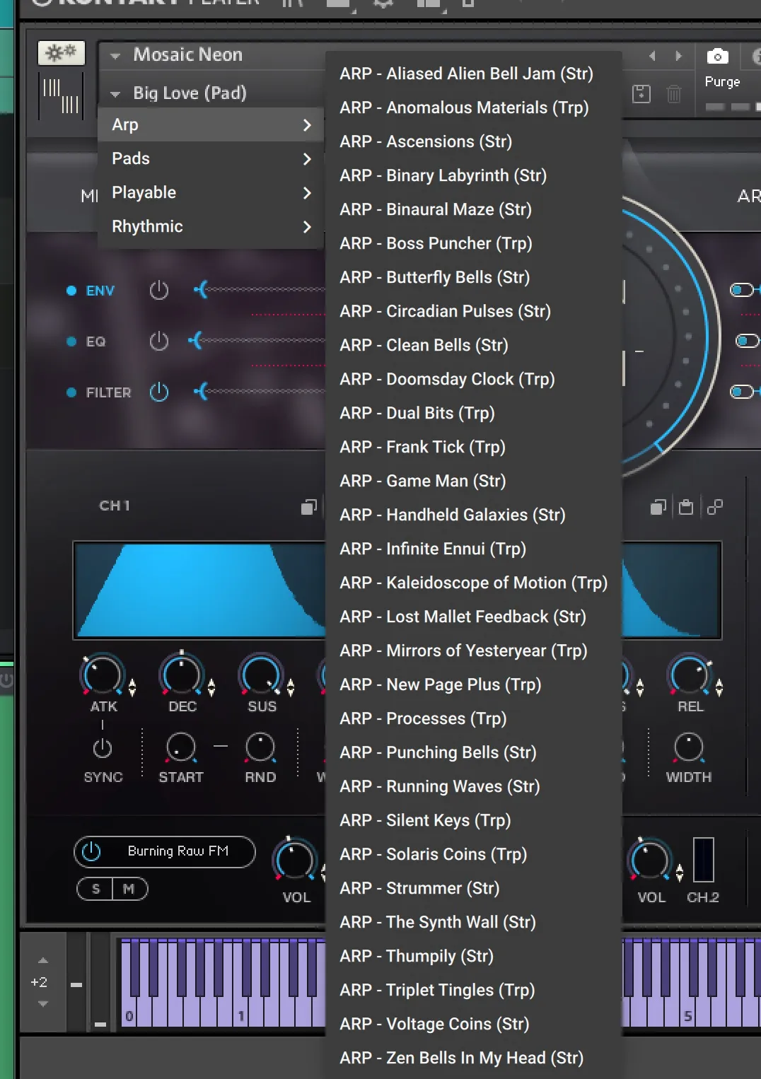  Mosaic Neonプリセットカテゴリ