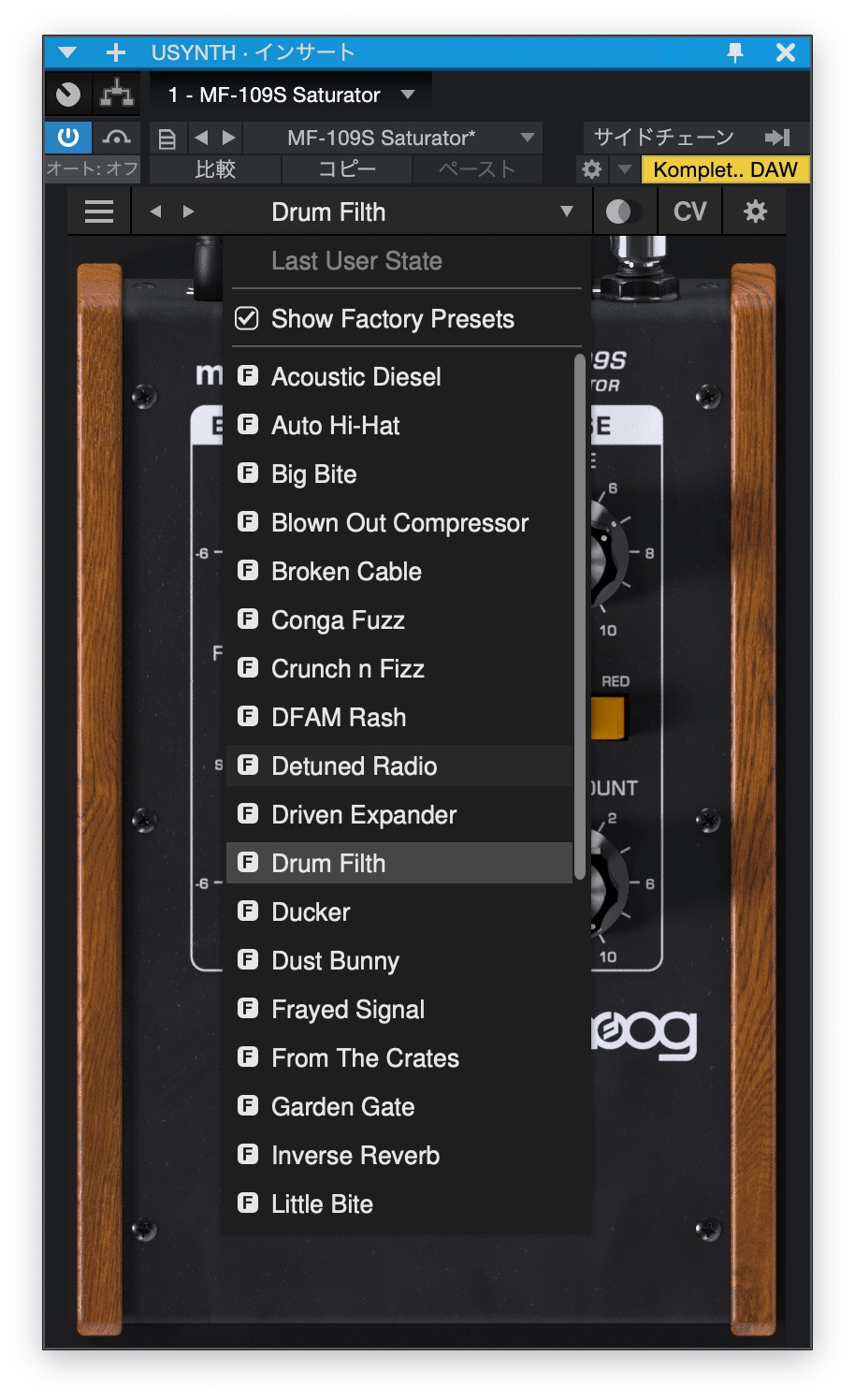 Moogerfooger MF-109S Saturatorプリセット