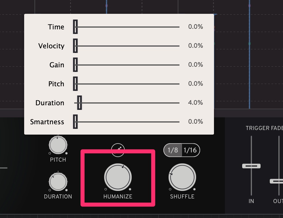 Humanizeは複数のパラメータを同時に切り替えるマクロノブ