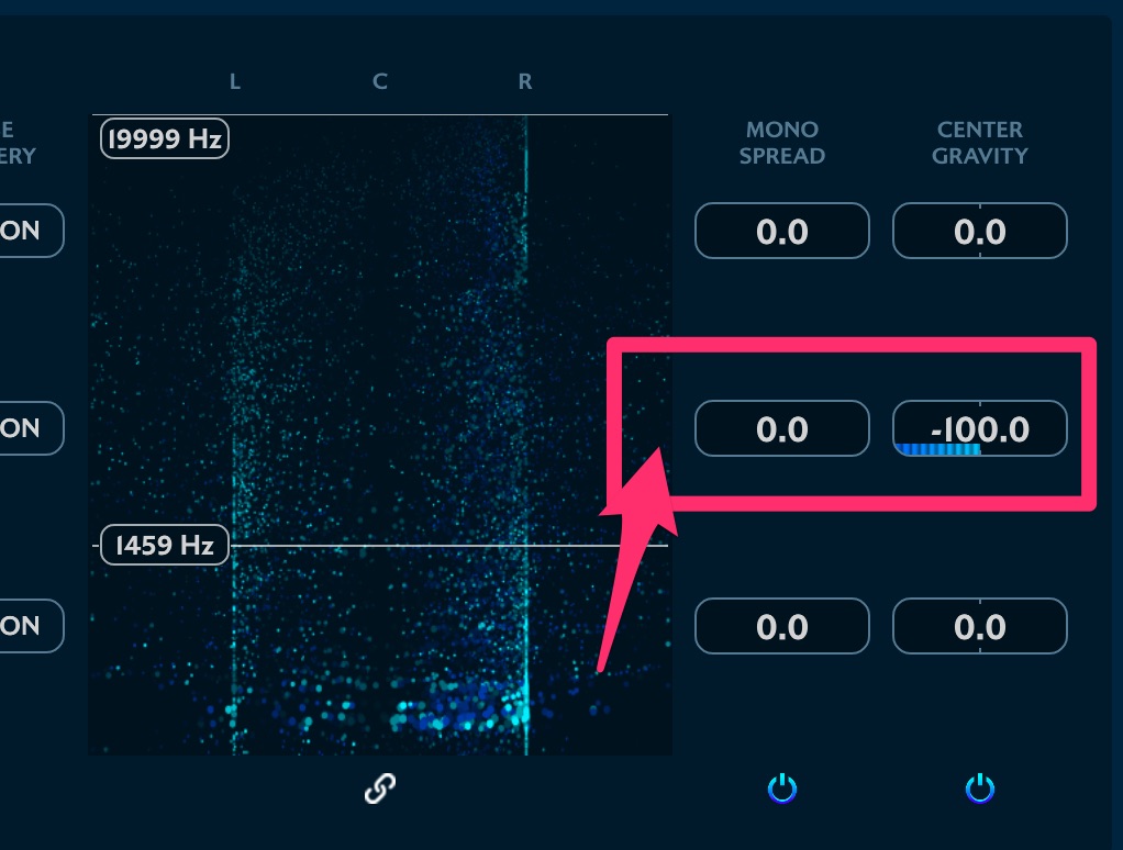 Center Gravity:左右極端に振っても反対側からも反射音が聞こえて自然な聞こえ方で処理される