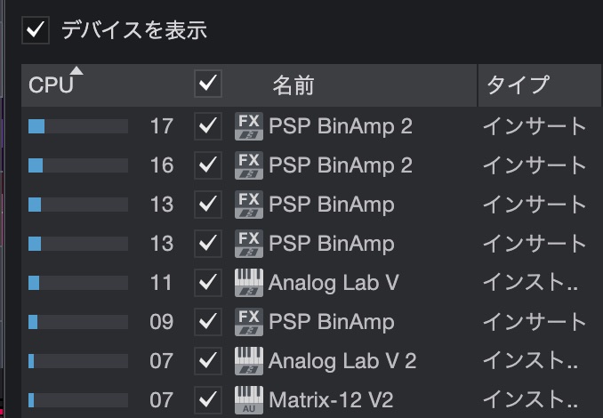 デバイスブロックサイズ1024時 PSP BInAmp