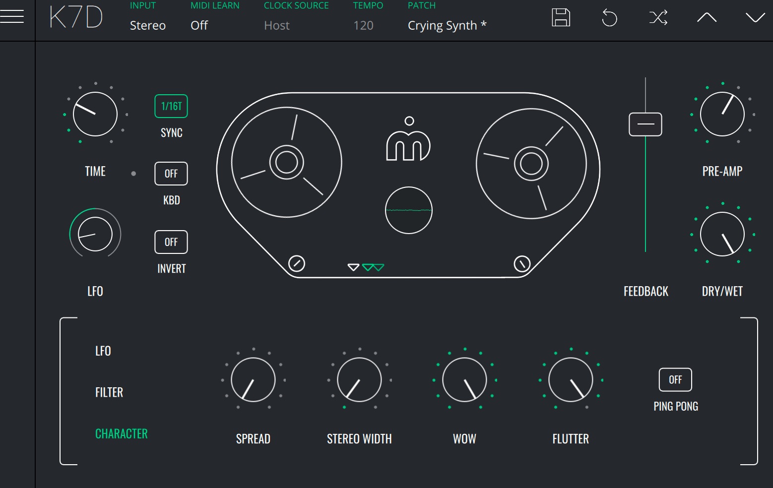 K7D - Tape Delay　Charcterセクション