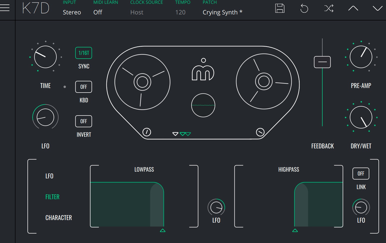K7D - Tape Delay　Filterセクション