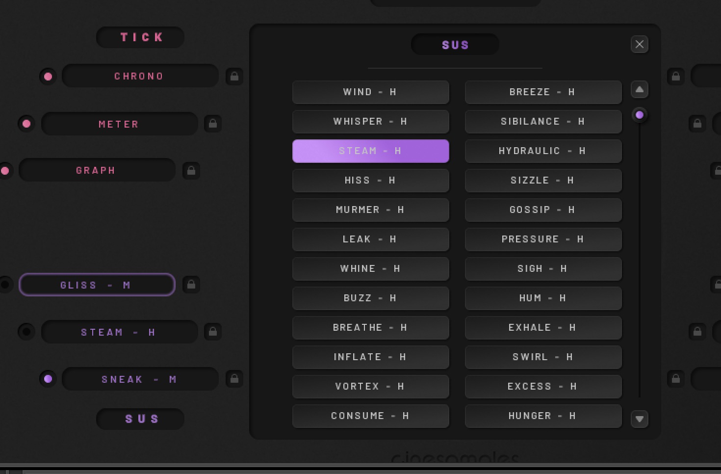 音は自分で選択するほかランダマイザーが使えます